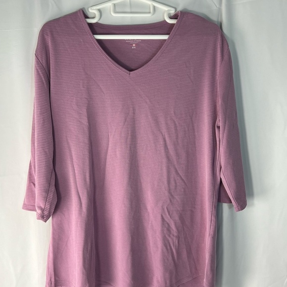 Segments Tops - Elegant Mauve Long Sleeve V-Neck Top